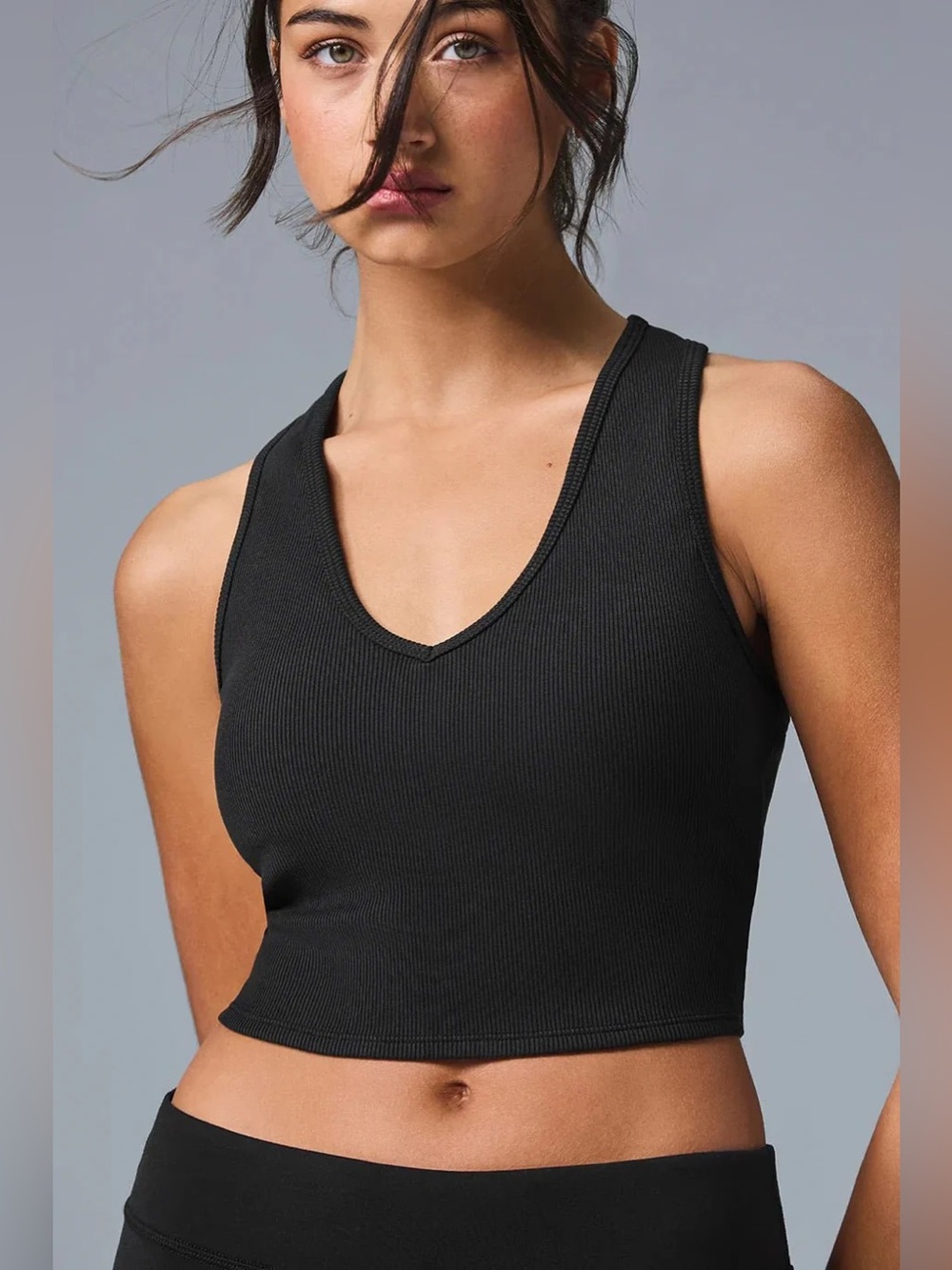 ALO Yoga Goddess Ribbed Cropped Racerback Tank - Picture 2 of 9